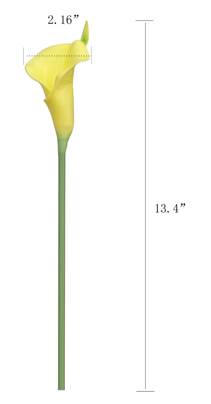 Duovlo 20pcs Calla Lily Bridal Wedding Bouquet Lataex Real Touch Artificial Flower Home Party Decor (Yellow) - Image 4
